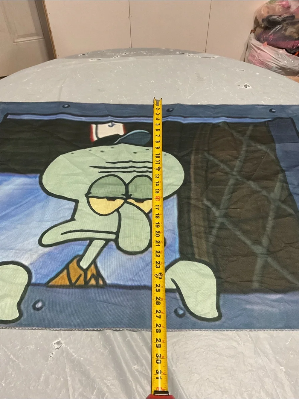 Squidward Graphic Throw Blanket - Blue Cartoon Design